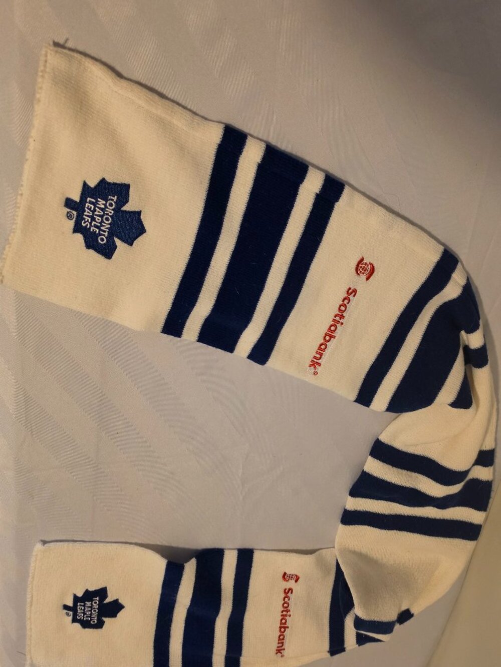 Toronto Maple Leafs Scotiabank Knit Fan Scarf White Blue Logo